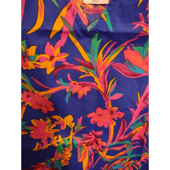 J. Crew Factory Tropical Print Ruffle Blouse SP Boxy Lightweight Vacation Casual - Picture 3 of 6